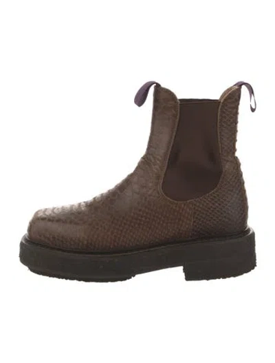 Pre-owned Eytys Embossed Leather Chelsea Boots In Brown