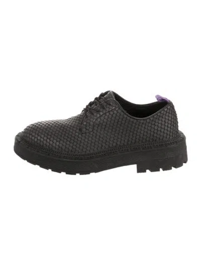 Pre-owned Eytys Embossed Leather Derby Shoes In Black