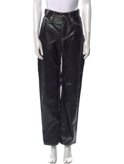 Pre-owned Eytys Faux Leather Straight Leg Pants In Black