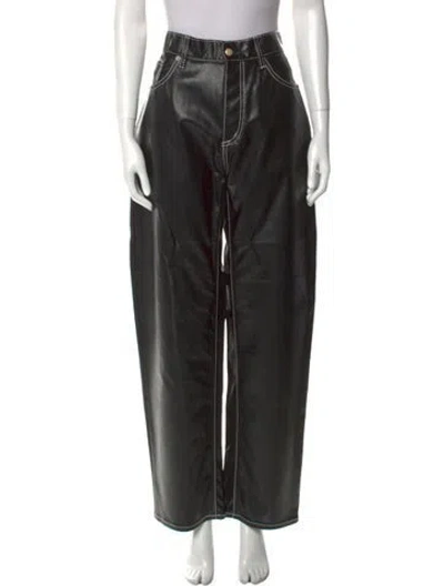 Pre-owned Eytys Faux Leather Wide Leg Pants In Black