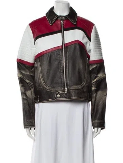 Pre-owned Eytys Leather Colorblock Pattern Biker Jacket In Multi