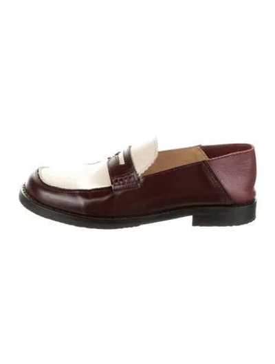 Pre-owned Eytys Leather Colorblock Pattern Loafers In Burgundy