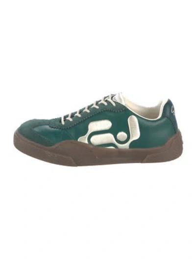 Pre-owned Eytys Leather Graphic Print Sneakers In Green