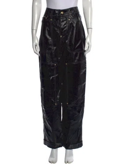 Pre-owned Eytys Leather Wide Leg Pants In Black