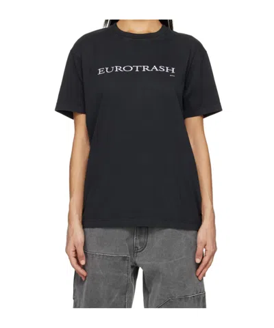 Eytys Leon Eurotrash Logo Embroidered Crewneck T-shirt In Black