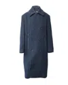 Eytys Long Coat With Zip Pocket In Navy Blue Wool In Blue