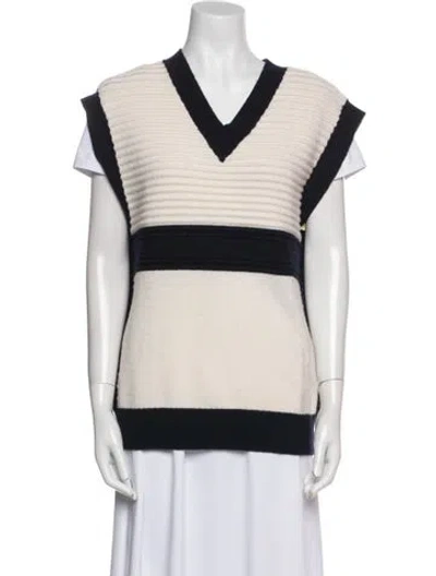 Pre-owned Eytys Merino Wool Striped Sweater In White
