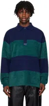 Eytys Stripe-pattern Merino-blend Jumper In Navy/green