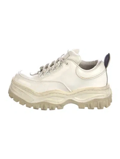 Pre-owned Eytys Patent Leather Chunky Sneakers In White