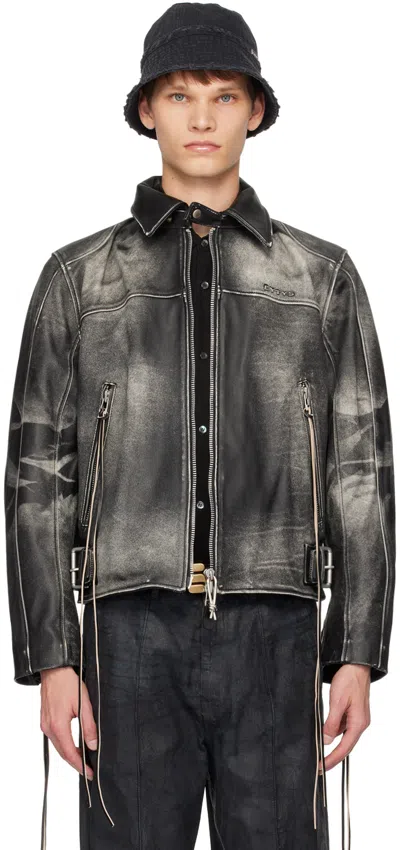 Eytys Ssense Exclusive Black Flux Leather Jacket In Vintage Black