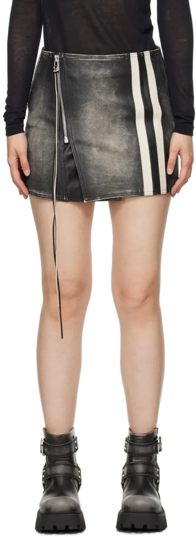 Eytys Ssense Exclusive Black Rogue Stripe Leather Miniskirt In Black/white