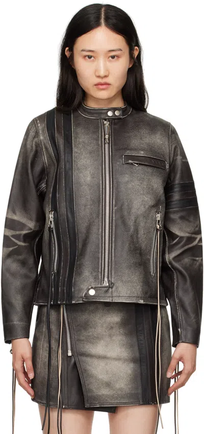 Eytys Ssense Exclusive Brown Damon Leather Jacket In Brown Stripe