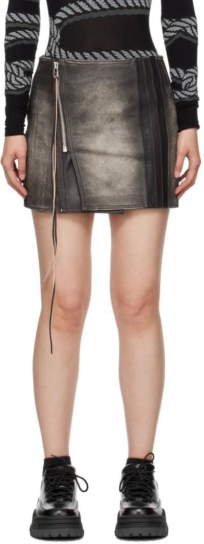 Eytys Ssense Exclusive Brown Rogue Stripe Leather Miniskirt In Brown/black