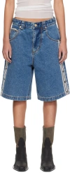 Eytys Ssense Exclusive Indigo Keanu Tape Denim Shorts In Indigo Tape W/ Tape