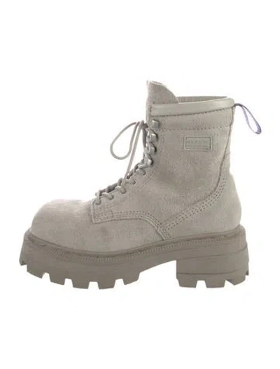 Pre-owned Eytys Suede Colorblock Pattern Combat Boots In Neutral