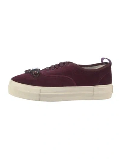 Pre-owned Eytys Velvet Sneakers In Burgundy