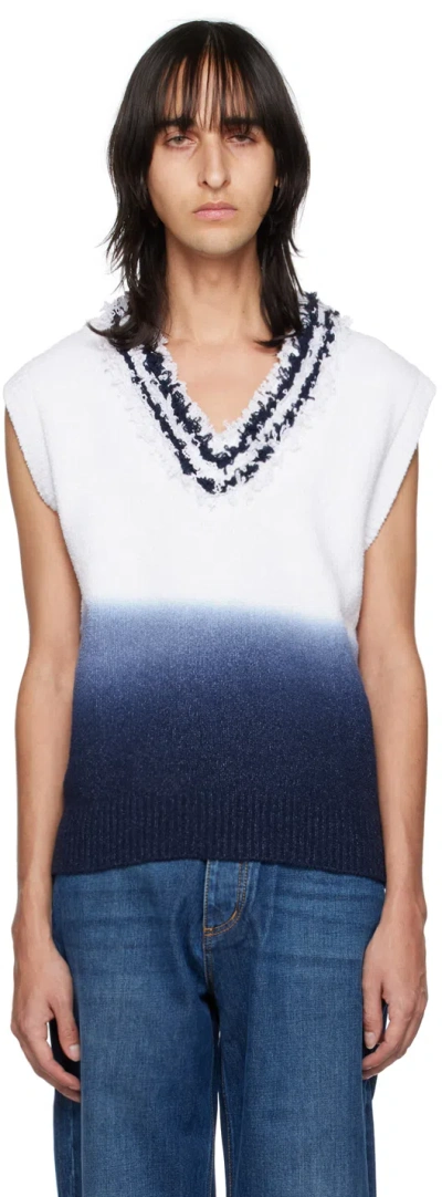 Eytys White & Navy Onassis Vest In White Navy Ombre
