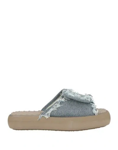 Eytys Woman Sandals Slate Blue Size 7.5 Textile Fibers