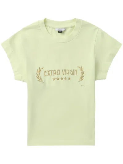 Eytys Zion Slogan-embroidered T-shirt In Neutrals