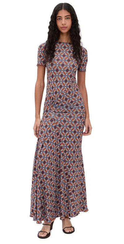 Eywasouls Malibu Annie Short Sleeve Dress Sienna Tile In Multi