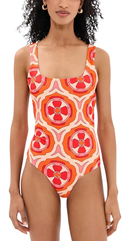 Eywasouls Malibu Aurora One Piece Pink Retro Radiance In Orange