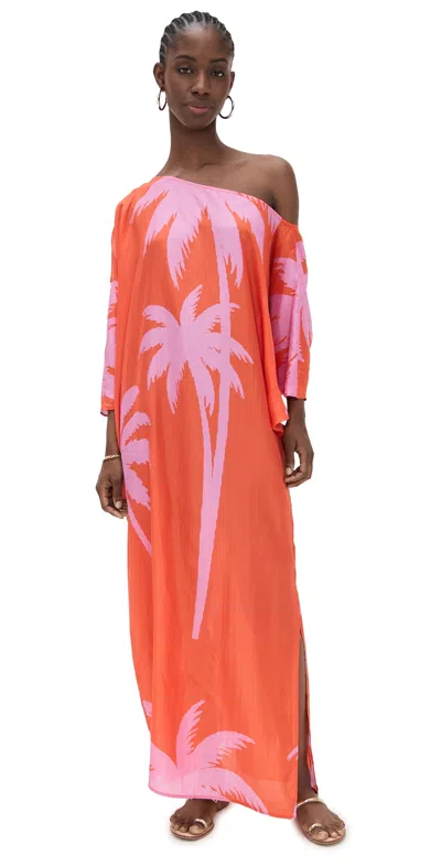 Eywasouls Malibu Bohemia Dress Purple Palms In Orange