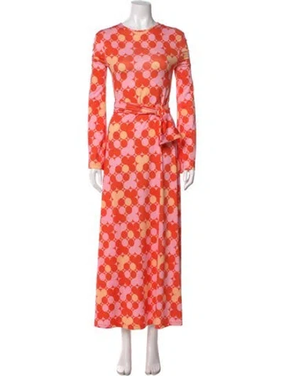 Pre-owned Eywasouls Malibu Floral Print Long Dress In Orange