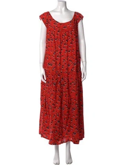 Pre-owned Eywasouls Malibu Floral Print Long Dress In Orange
