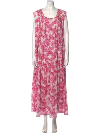 Pre-owned Eywasouls Malibu Floral Print Long Dress In Pink