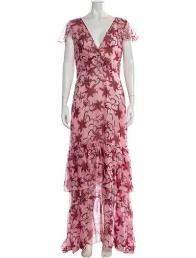 Pre-owned Eywasouls Malibu Floral Print Long Dress In Pink