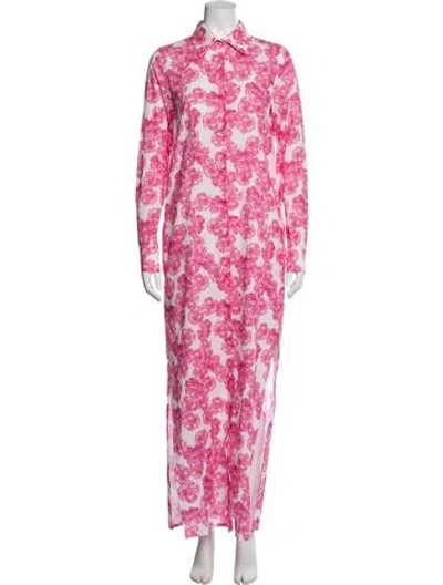 Pre-owned Eywasouls Malibu Floral Print Long Dress In Pink