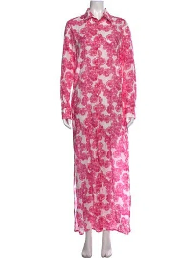 Pre-owned Eywasouls Malibu Floral Print Long Dress In Pink