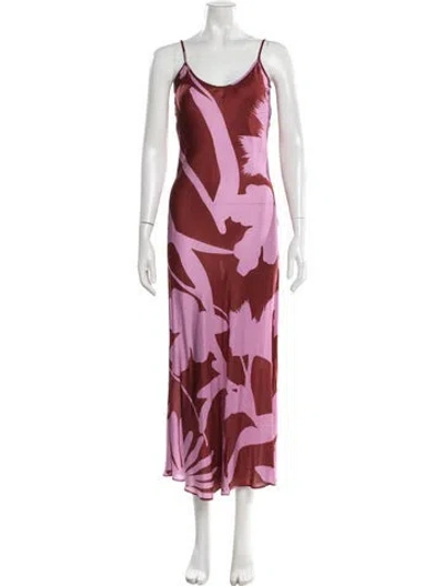 Pre-owned Eywasouls Malibu Floral Print Long Dress In Purple