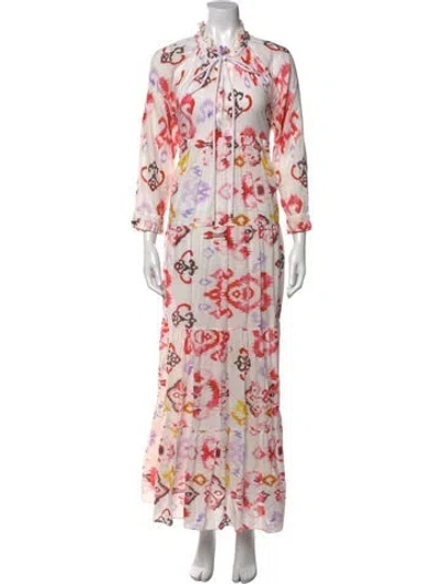 Pre-owned Eywasouls Malibu Floral Print Long Dress In Red