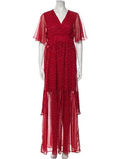 Pre-owned Eywasouls Malibu Floral Print Long Dress In Red