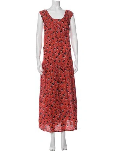 Pre-owned Eywasouls Malibu Floral Print Long Dress In Red