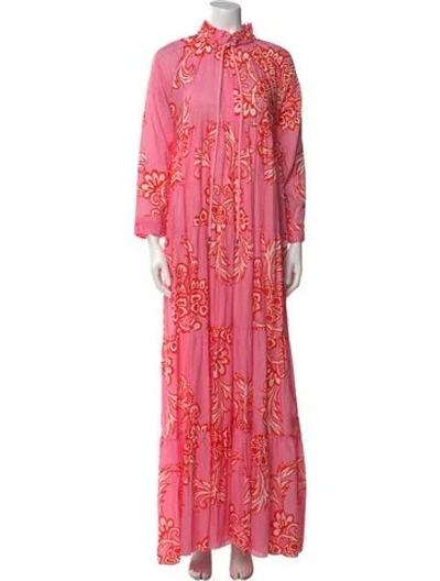 Pre-owned Eywasouls Malibu Floral Print Long Dress W/ Tags In Pink