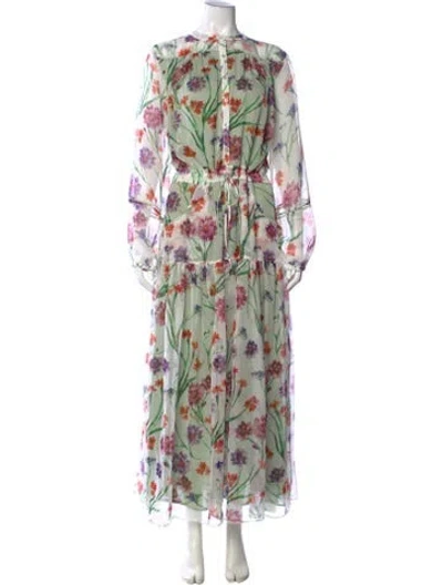 Pre-owned Eywasouls Malibu Floral Print Long Dress W/ Tags In White