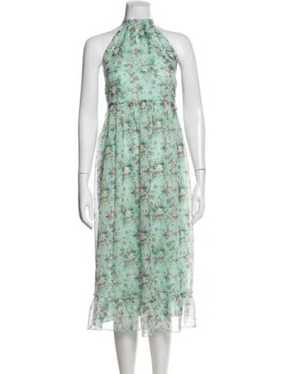 Pre-owned Eywasouls Malibu Floral Print Midi Length Dress In Green