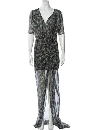 Pre-owned Eywasouls Malibu Printed Long Dress In Green