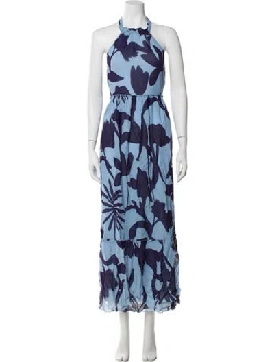 Pre-owned Eywasouls Malibu Printed Long Dress W/ Tags In Blue