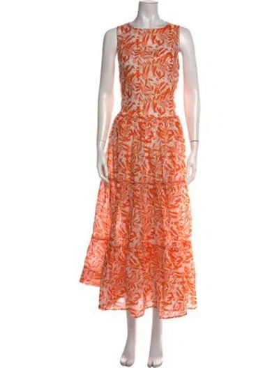 Pre-owned Eywasouls Malibu Printed Long Dress W/ Tags In Orange