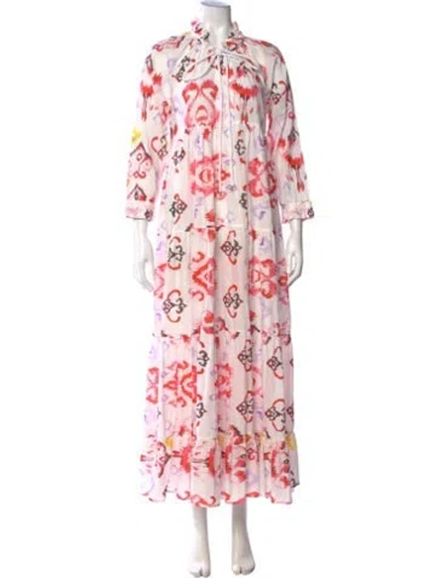 Pre-owned Eywasouls Malibu Printed Long Dress In White