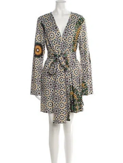 Pre-owned Eywasouls Malibu Printed Mini Dress W/ Tags In Yellow