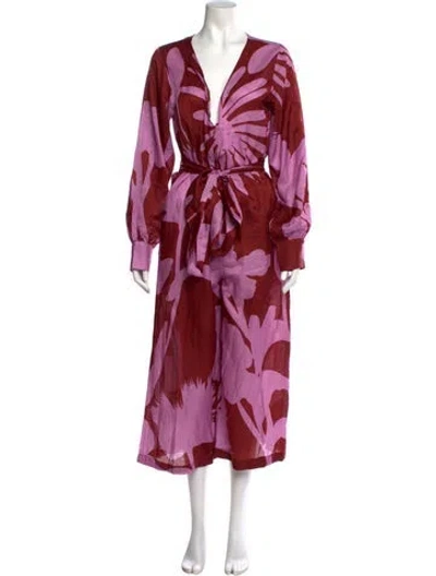 Pre-owned Eywasouls Malibu Printed V-neck Jumpsuit In Purple