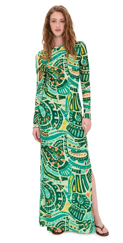 Eywasouls Malibu Scarlet Mesh Dress Jungle Rhythm In Green
