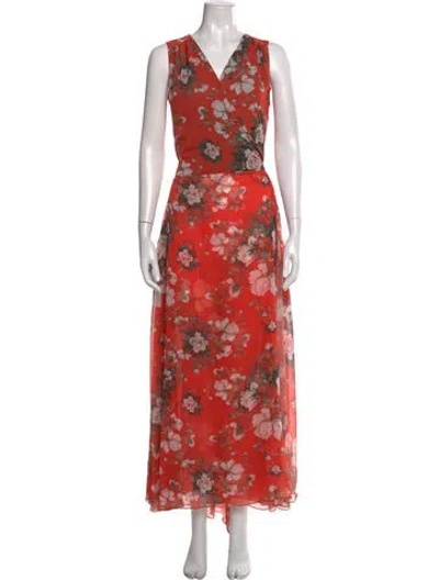 Pre-owned Eywasouls Malibu Silk Long Dress In Orange