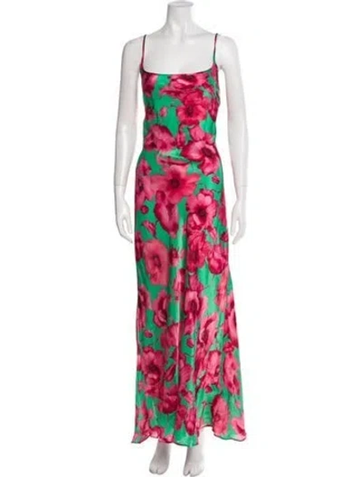 Pre-owned Eywasouls Malibu Silk Long Dress In Pink