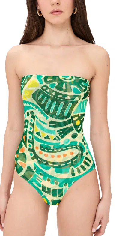 Eywasouls Malibu Soleil Bandeau One Piece Jungle Rhythm In Green
