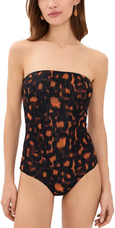 Eywasouls Malibu Soleil Bandeau One Piece Solstice Leopard In Black